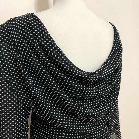 MSK Black Polka Dot Draped Neck Blouse - Picture 5 of 9